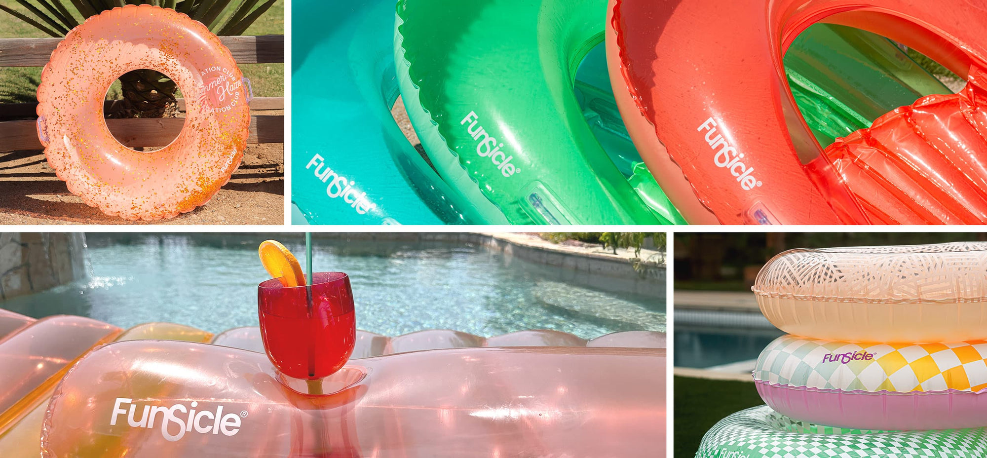 colorful Funsicle inflatables collage