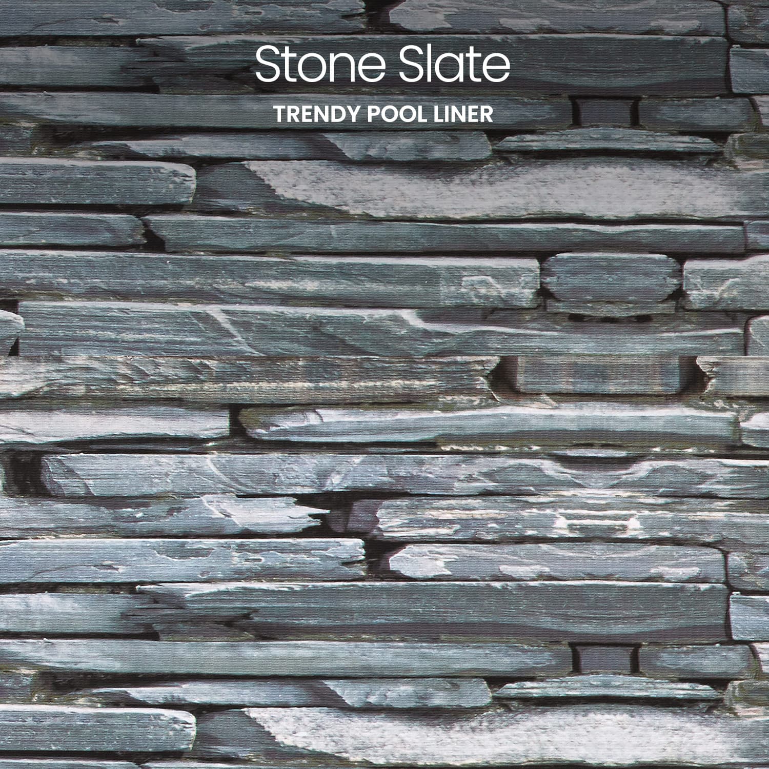 Stone Slate pool liner with a textured pattern and branding text.
