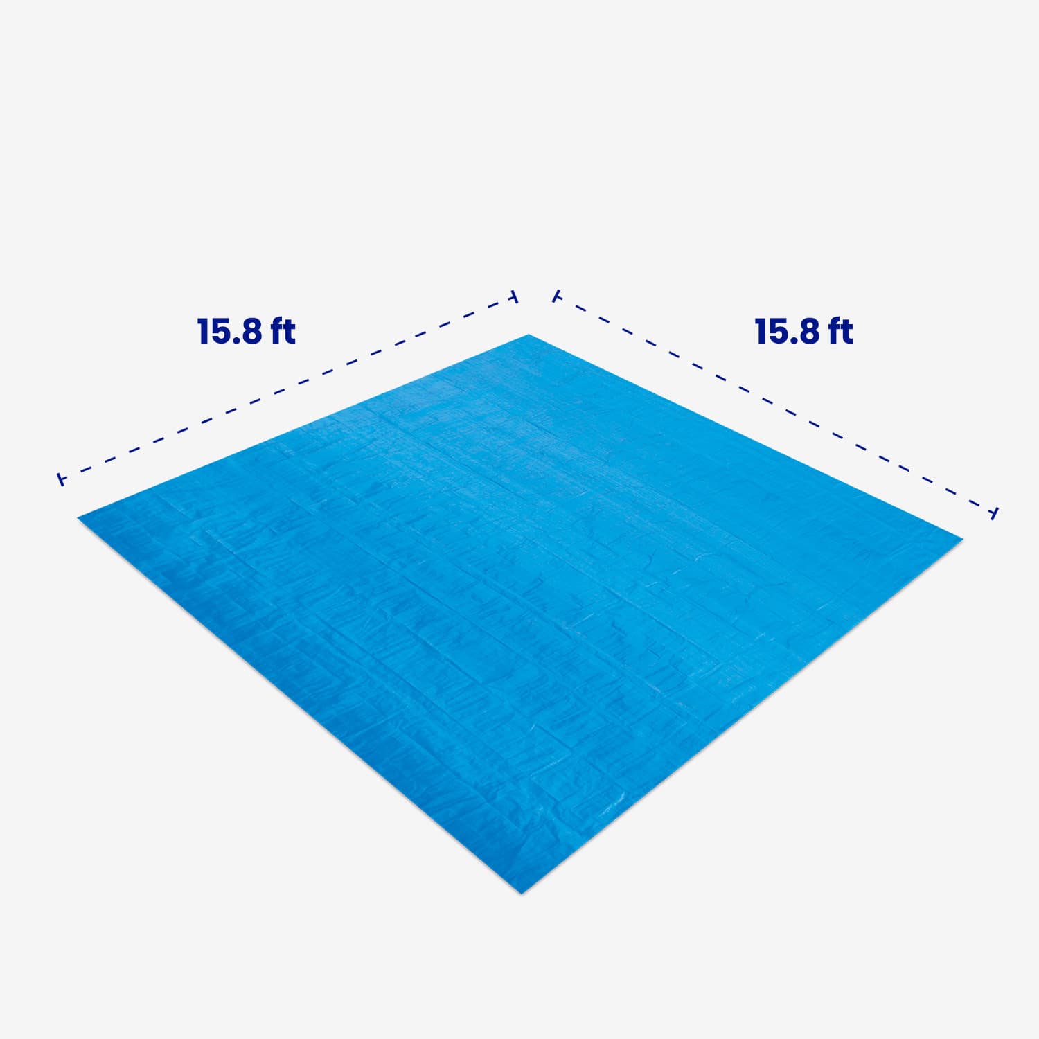 Blue mat with dimensions 15.8 ft x 15.8 ft on a white background