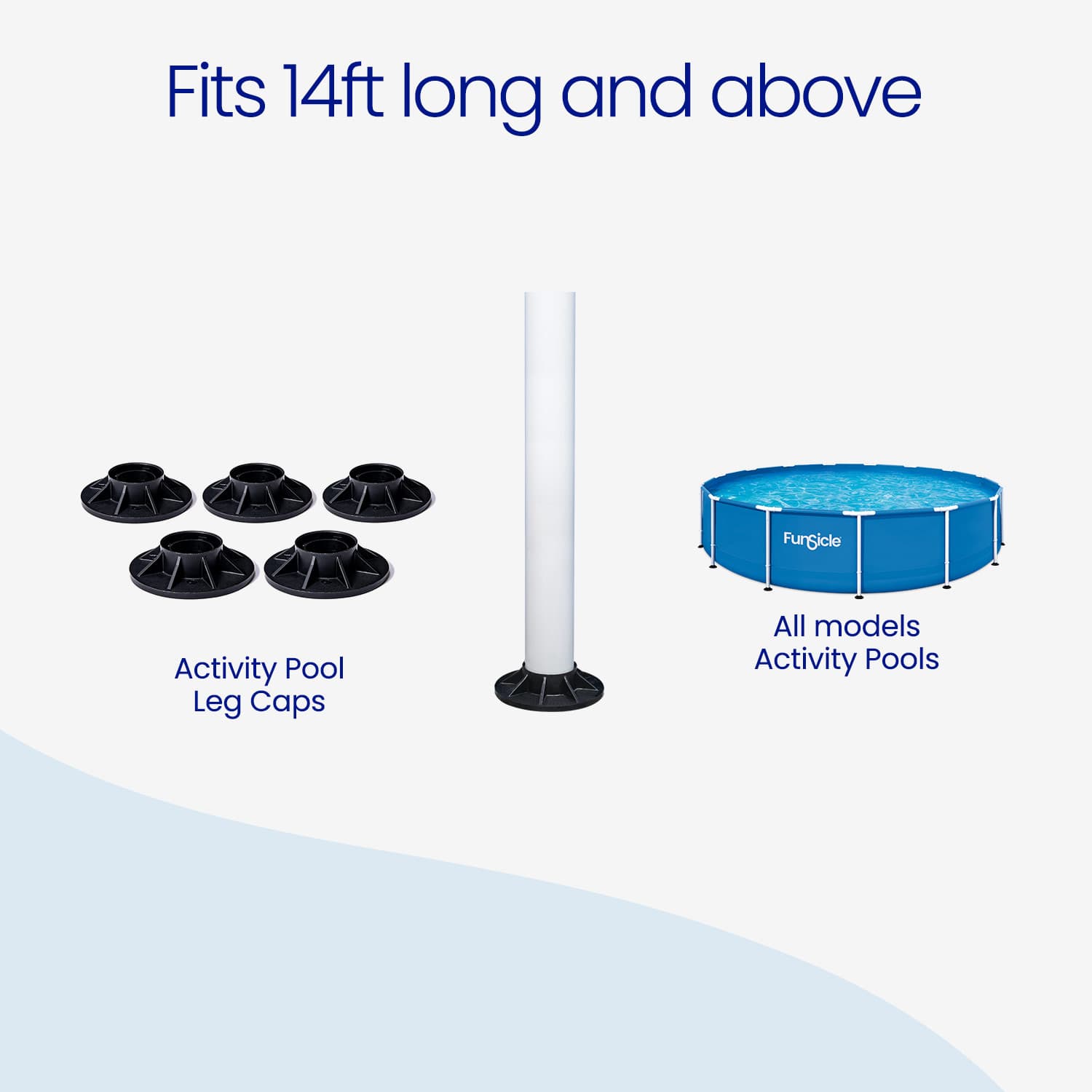 pool leg caps compatibility diagram on white background