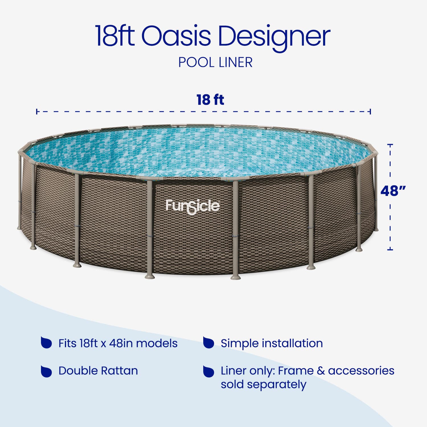 18ft Oasis Designer pool liner with Funsicle branding on a white background