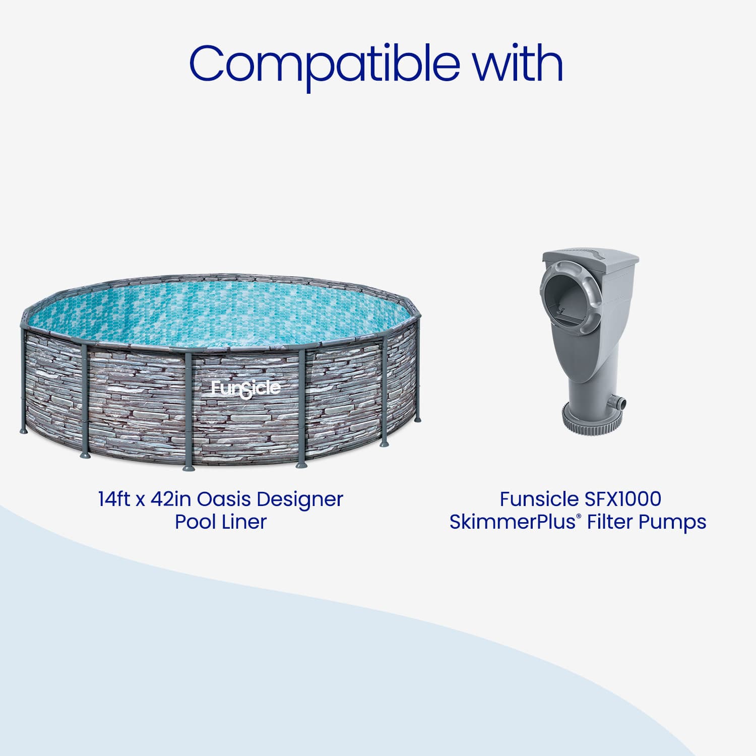 Pool with liner and filter pump on a white background