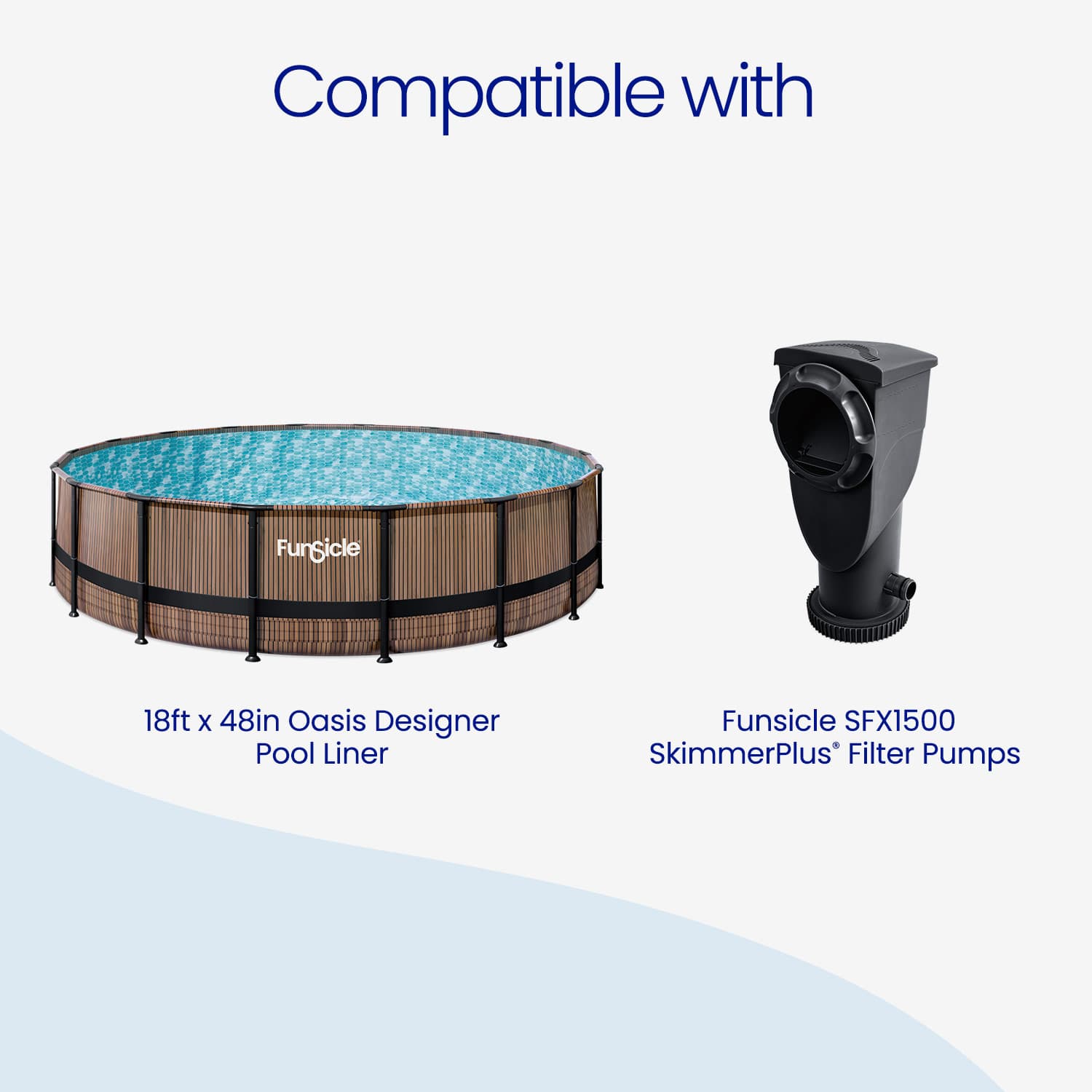 Funsicle pool liner and filter pump on a white background