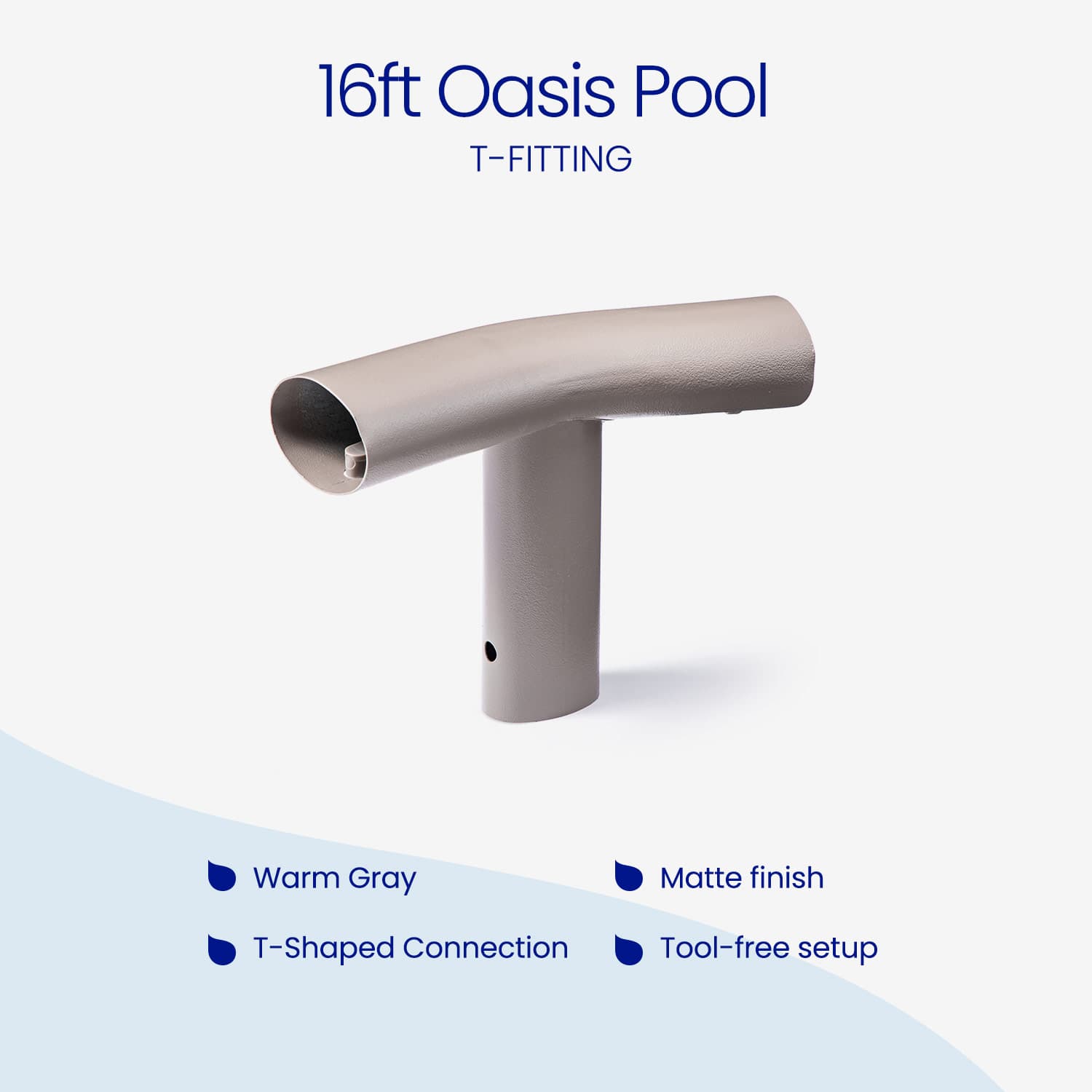16ft Oasis Pool T-fitting on a white background with product details.