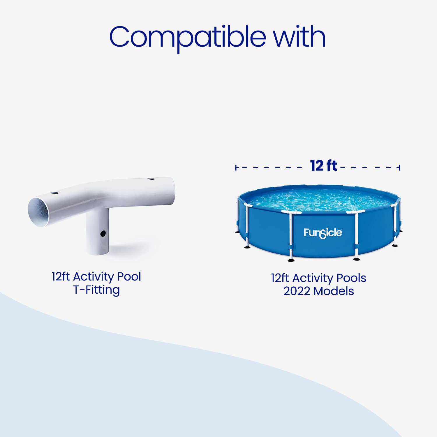 Funsicle 12ft Activity Pool with T-fitting compatibility on a white background