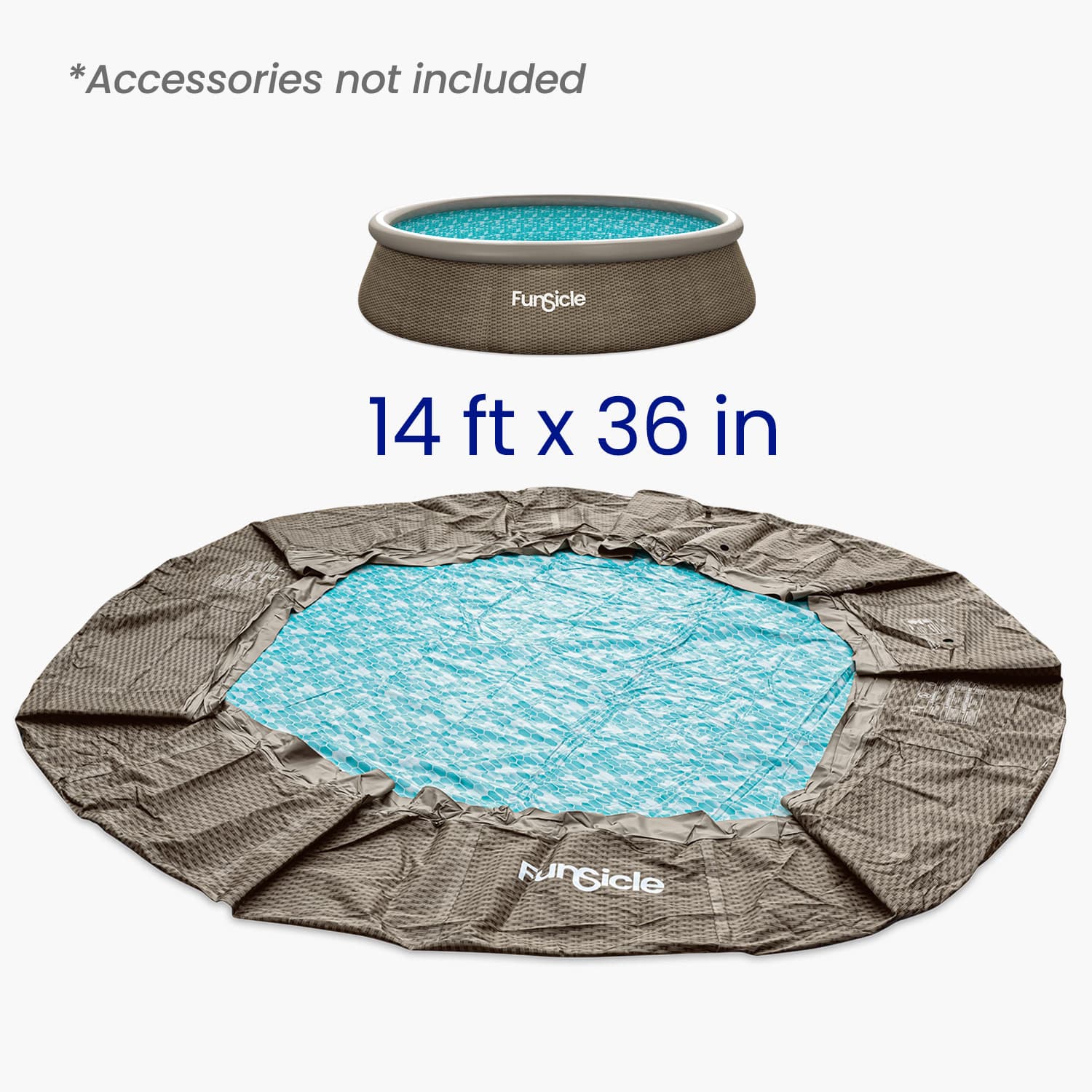 pool liner with dimensions on white background