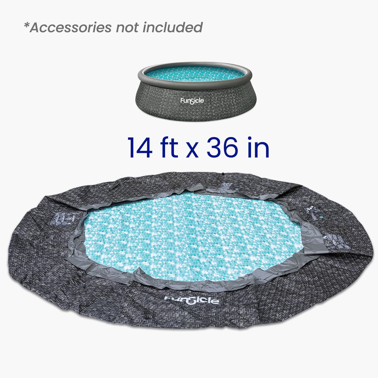 Funsicle pool liner with dimensions 14 ft x 36 in on a white background