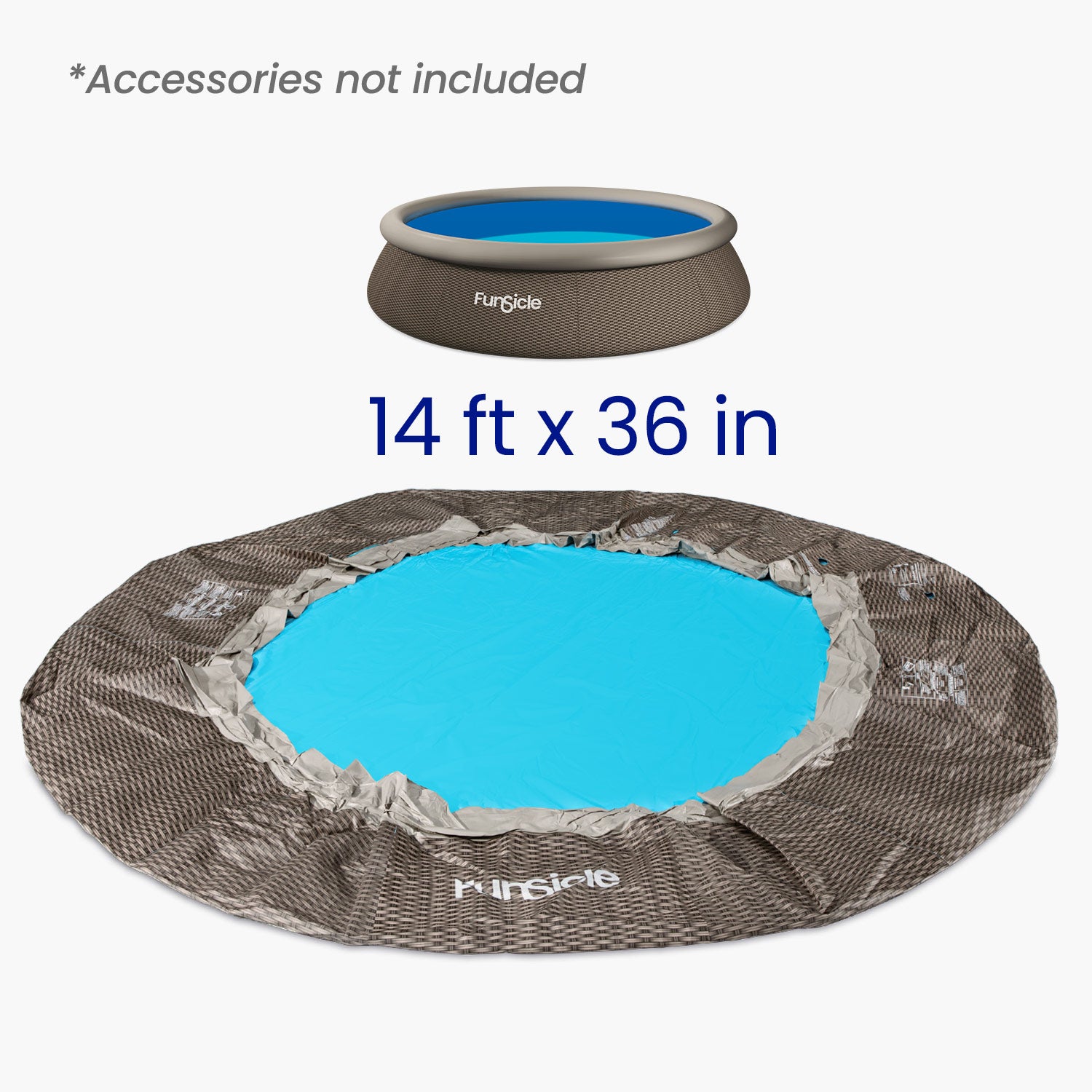 pool liner with dimensions on white bacjkground