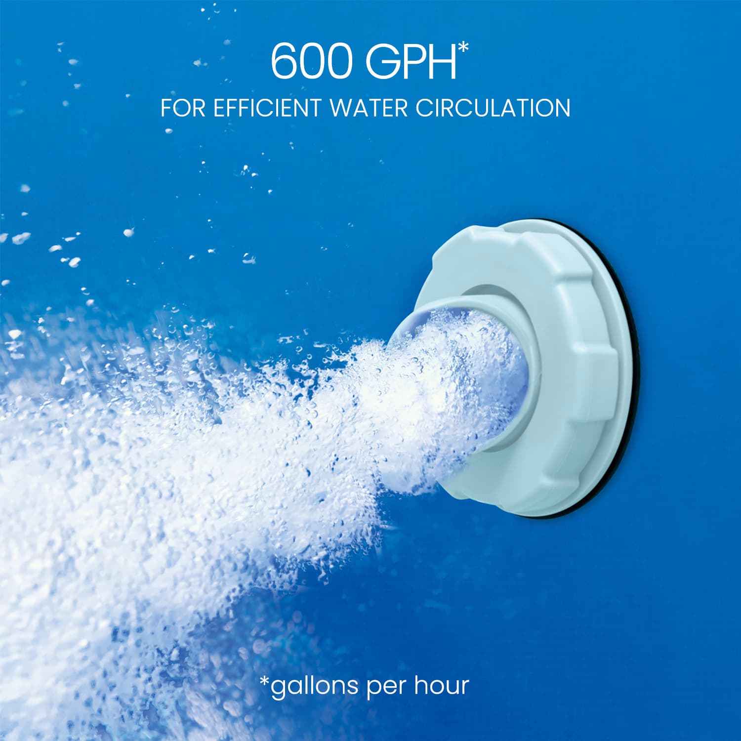 Pool filter pump with water circulation on a blue background