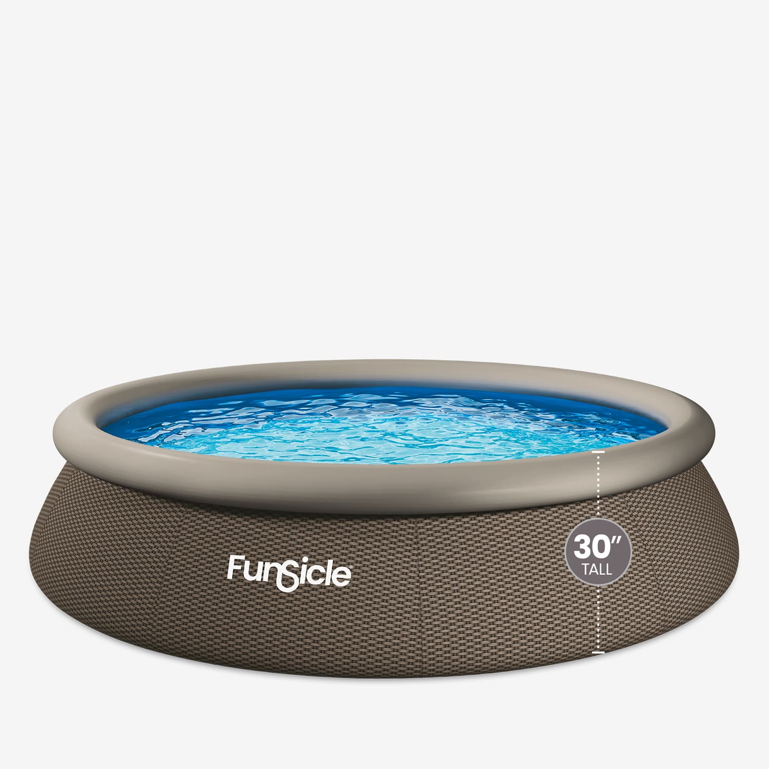 Funsicle inflatable pool with blue water on a white background