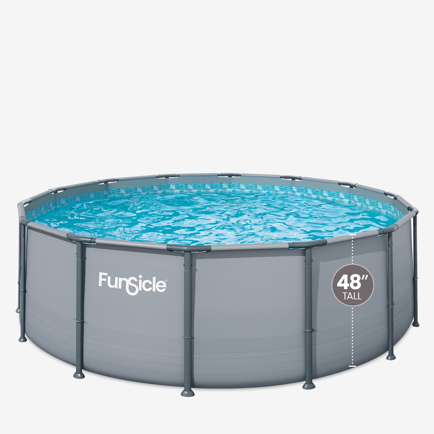 Funsicle above-ground pool with blue water on a white background