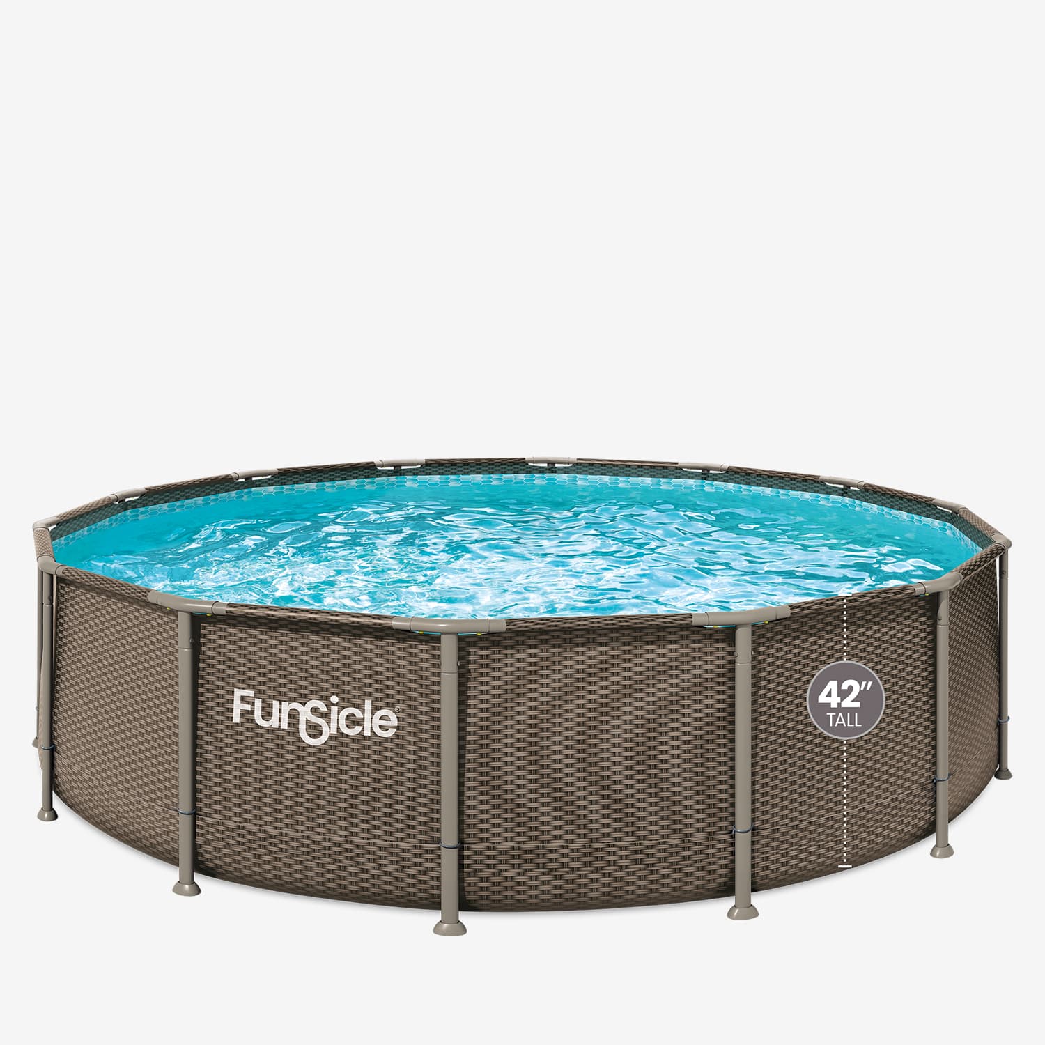 Funsicle pool with wicker-like frame on a white background