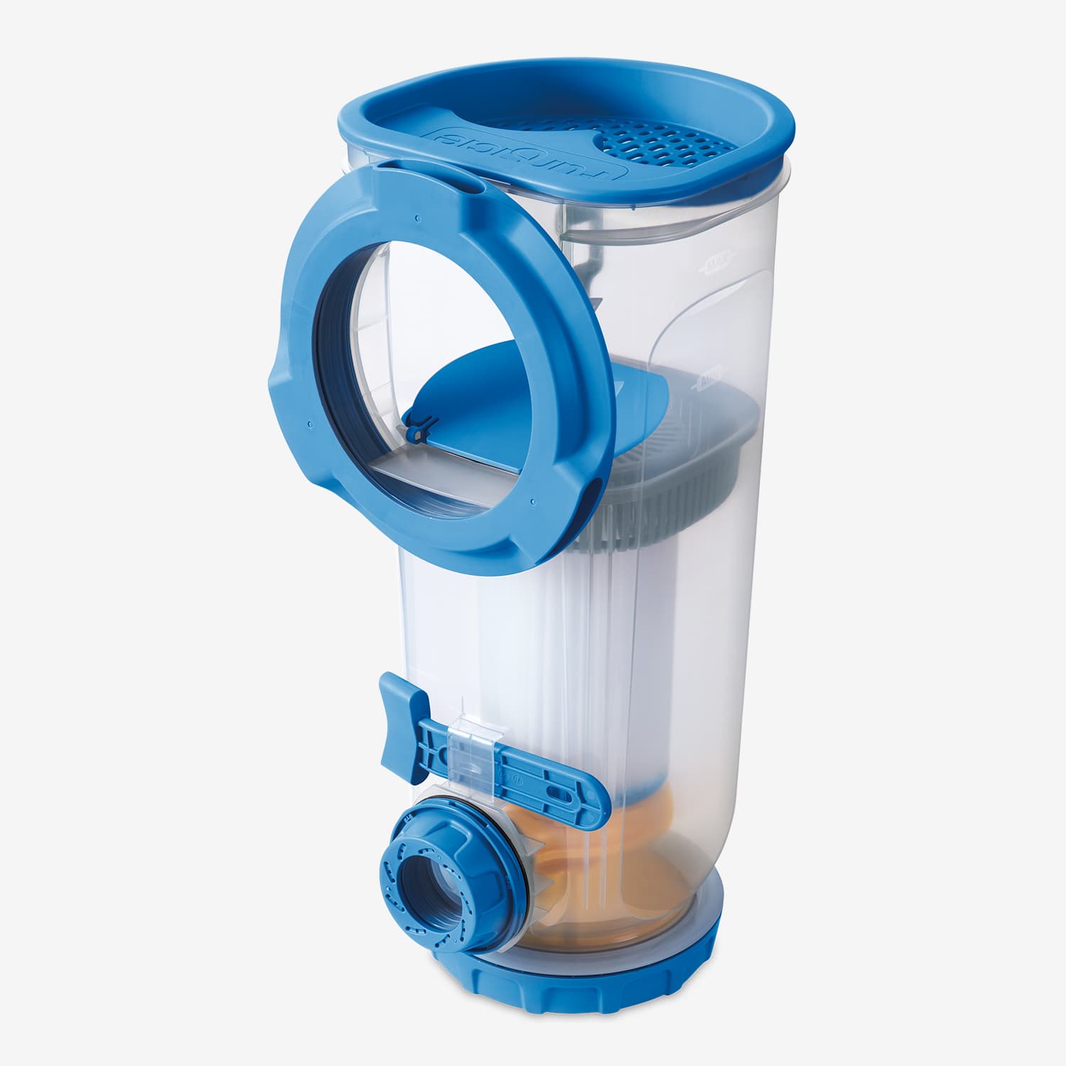 Funsicle FiltraBoost 1200S Pool Pump with AutoSkimmer back view on a white background