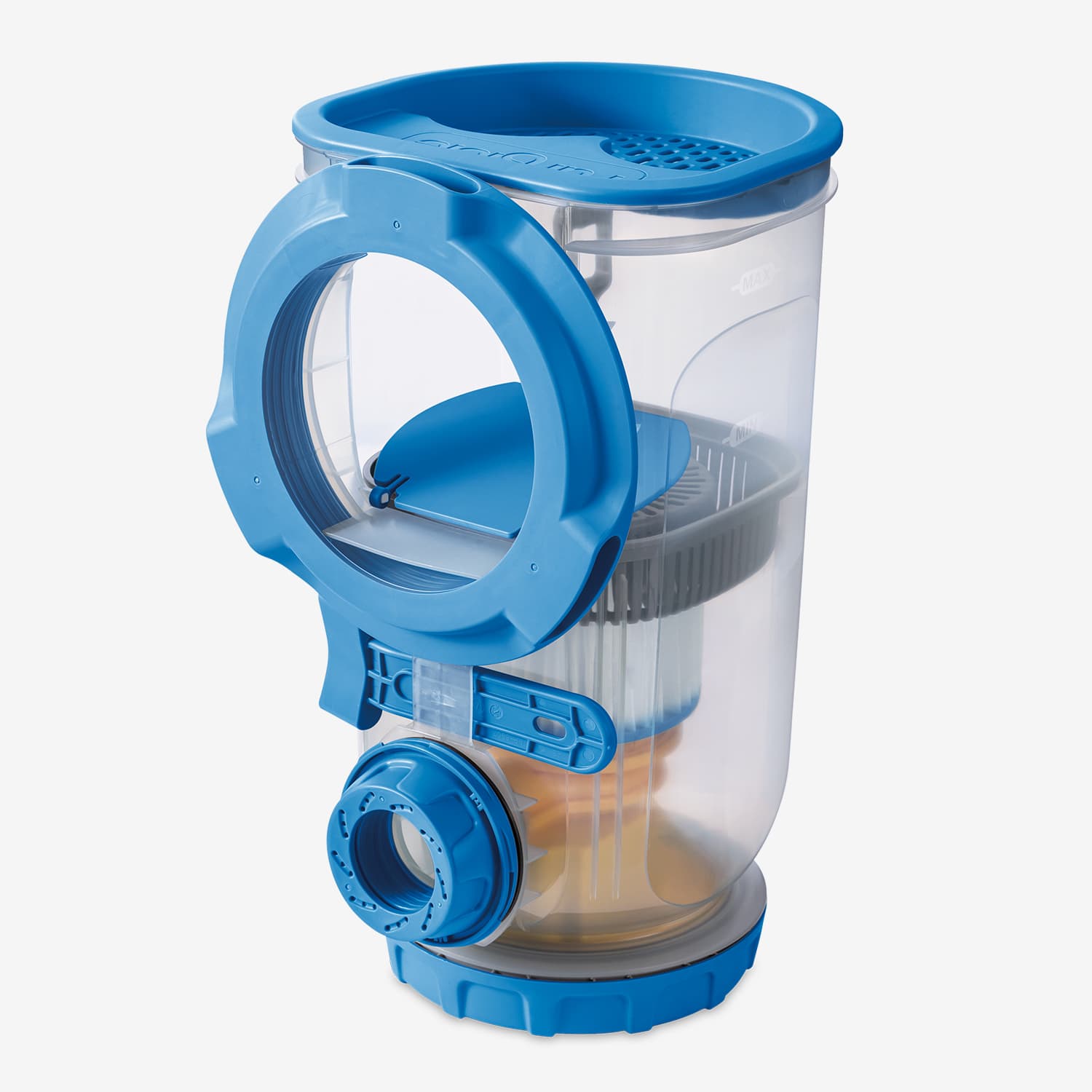 Funsicle FiltraBoost 800S Pool Pump with AutoSkimmer back view  on a white background
