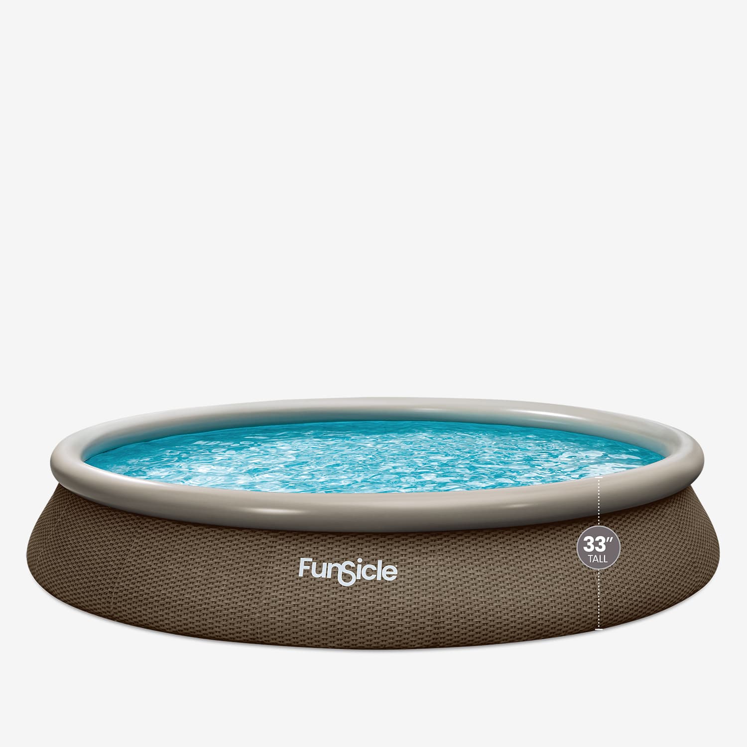 Funsicle inflatable pool with blue water on a white background