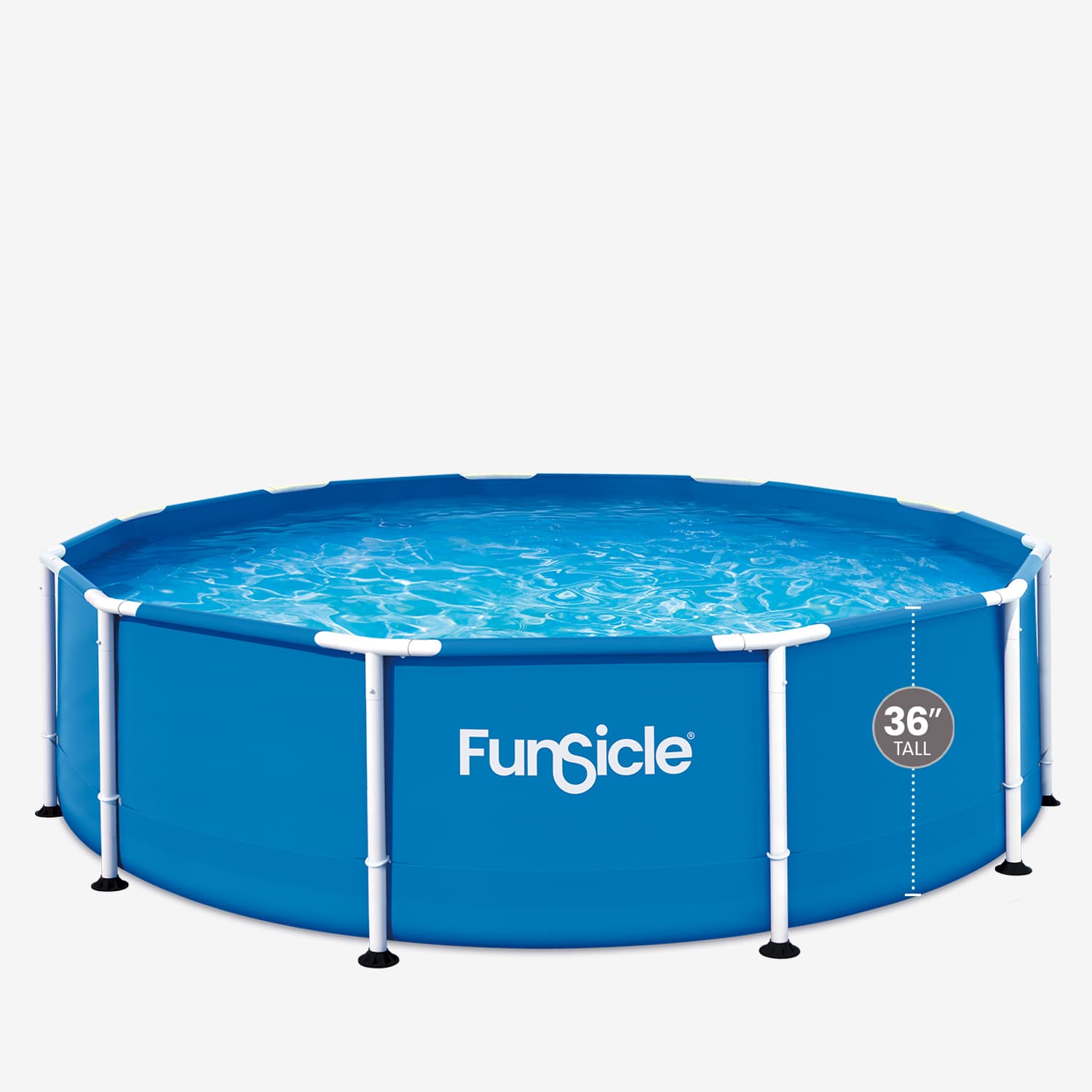 Blue Funsicle pool with white frame on a white background